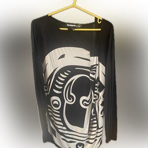 Desigual Monochrome Graphic Long Sleeve Tee